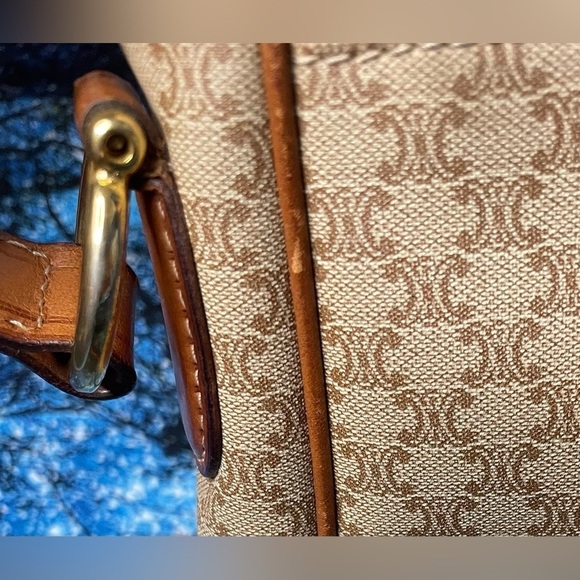 CELINE Crossbody Bag Beige & Brown leather & Textile -Pristine inside & Out - Picture 4 of 16